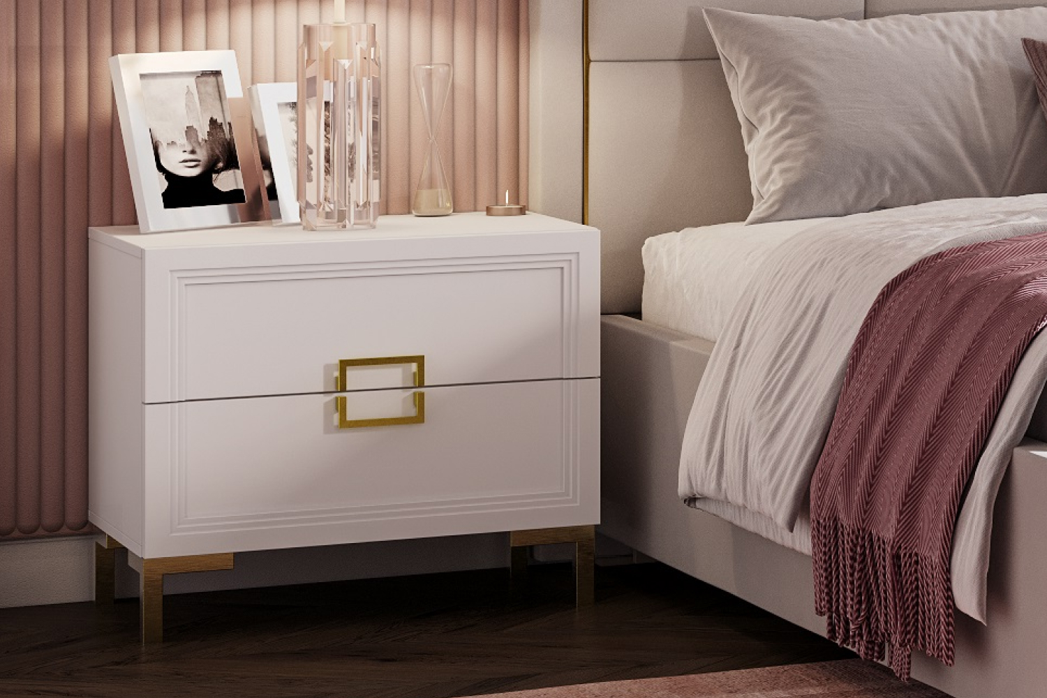 Прикроватные тумбы - изображение №3 "Прикроватная тумба Дольче с выдвижными ящиками"  на www.Angstrem-mebel.ru